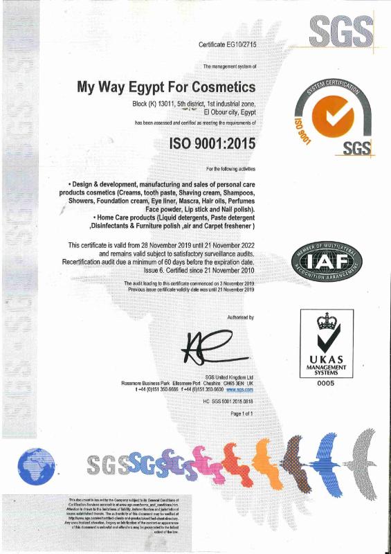 My Way Egypt For Cosmetics Certificates