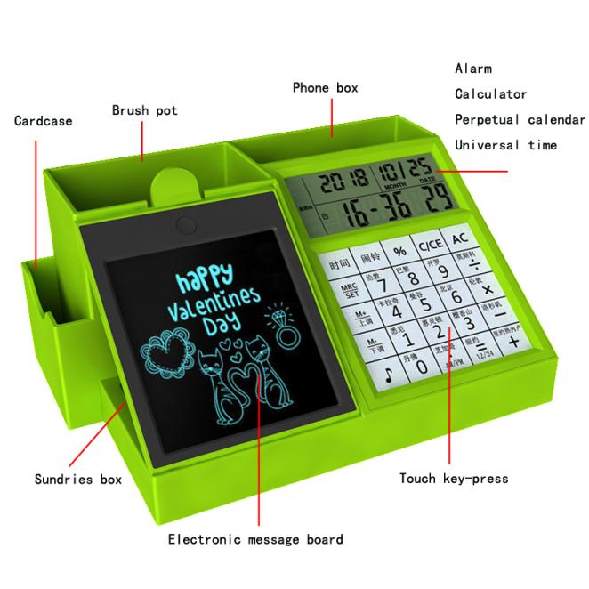 Temp Alarm  CW-801 Desk Clock/Multi-Function Calculator w/World Time Calendar 
