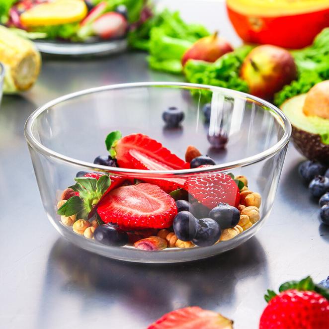 Large Clear Glass Salad Bowl, Mixing Bowl, All Purpose Round Serving