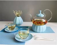 Large Tea Glass Teapot with Glass cups