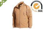 Khaki Military Tactical Jackets Polyester Soft Shell Waterproof For Women / Men