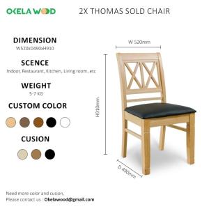 Wholesale restaurant chairs: 2X THOMAS SOLID CHAIR:Modern Luxury Wooden Leg Dining Chairs Restaurant Kitchen Leather
