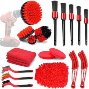 Wholesale car kit: 18 PCS Car Cleaning Washing Cleaning Brush Kit Includes Different Brushes Set for Car Wash
