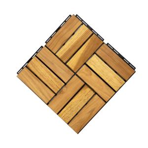 Wholesale shoe polish: 12 X 12 Square Acacia Wood Interlocking Flooring Tiles Checker Pattern Pack of 10 Tiles (3)