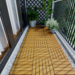 Wholesale packing: 12 X 12 Square Teak Wood Interlocking Flooring Tiles Striped Pattern Pack of 10 Tiles (2)