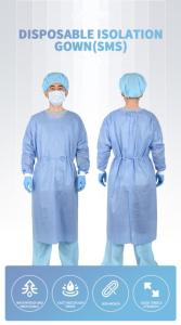 Wholesale medical gown: Blue PPE Suit 35G 45G SMS Medical Disposable CE Surgical Gown EN13795-2:19 AAMI Level 1 2 3