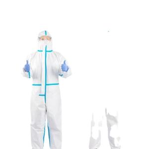 Wholesale protective clothing: Protective Clothing Connected Microporous Work Clothing PPE Full Body Isolation Clothing