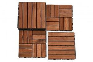 Wholesale bathroom rack: BeNK 12x12 Inch 6 Slat Acacia Interlocking Decking Tiles for Balcony Terrace Garden