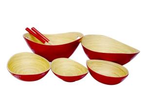 Wholesale bathroom mat: Spun Bamboo Fiber/Bamboo Wooden Round Salad Bowl Set Eco-friendly