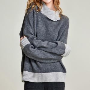 Wholesale cotton sweater: Winter Polo Neck Sweater Color Matching Design Women's Button Free Thick Sweater