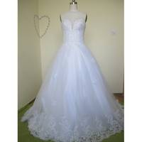 Sell Glamorous Ball Gown Tulle Satin Appliques Round Neckline Sequins Beading  W