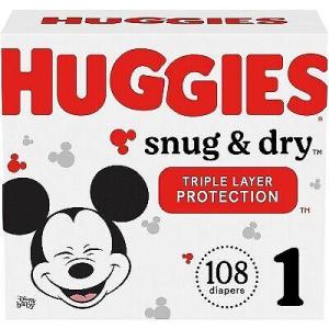 Wholesale packing: Huggied Snug & Dry Baby Disposable Diapers Super Pack - Size 1 - 108ct