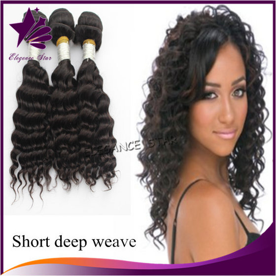Short Indian Remy Deep Wave Hair Weave Deep Curl Weave