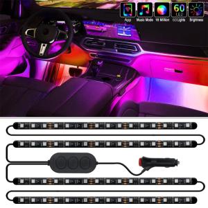 Wholesale car decoration: Newest RGB LED Decoration Light for Car Interior Light RGB Car Cold Light Line Car LED Strip Set