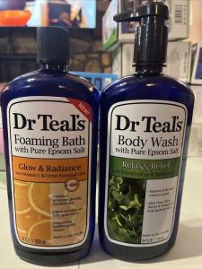 Wholesale body wash: Dr Teals Glow & Radiance 34oz Foaming Bath & Relax & Relief 24oz Body Wash
