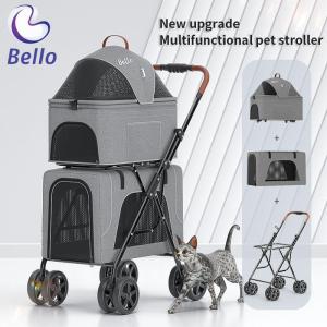 Wholesale stroller: Bello Ld03F Lightweight Foldable Double Layer PET Stroller Dog Puppy PET Detachable Cat Cage