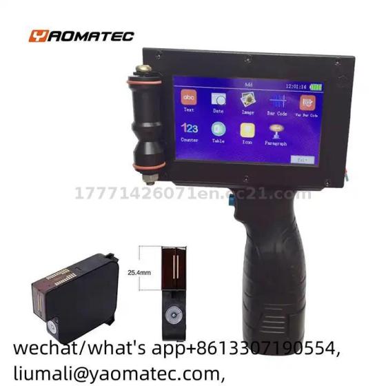 Yaomatec Maunfacture Handheld Printer 25.4MM Metal Wood Plastic Industrial Inkjet Printer Expiry Dat