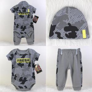 Wholesale Baby Suits: Baby Hat Bodysuit Pants 3pc Set for Boy Baby 100% Cotton in Stock