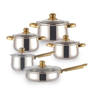 Wholesale mirror aluminum: JOYOUS 12-Piece Stainless Steel Cookware Set, Golden High Quality Pots and Pans Set