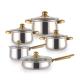 JOYOUS 12-Piece Stainless Steel Cookware Set, Golden High Quality Pots and Pans Set