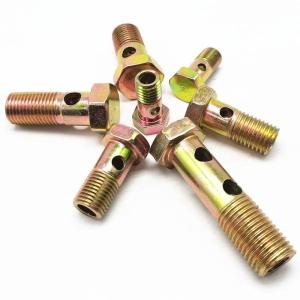 Wholesale steel screw: Factory Customized Galvanized Banjo Bolt Accessories Double Hole Carbon Steel Hex Hollow Screw Bolts