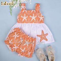 Wholesale gift set: Starfish Printed Baby Set Clothing for Little Girls  BB2732