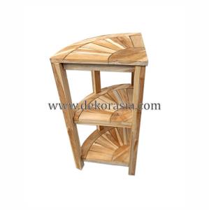Wholesale solid wood floors: Teak Corner Bench 3 Layer Bathroom Triangle Shaped with Shelf and Basket, Waterproof Shower Stool