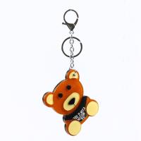 Custome Lovely Bear Design Acrylic Pocket Mirror Keychain Promotional Keyring with Letters Hot Salin