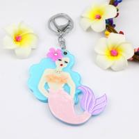 Mermaid Compact Mirror Keychain Hand Key Charms Pocket Key Ring Fashion Accessores Welcomed Gifts