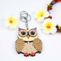 Owl Compact Mirror Keychain Pocket Key Charms Acrylic Key Ring Hot Welcomed Promotional Gifts