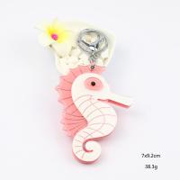New Design Sea Series Animal Acrylic Oval Mirror Keychain Sea Horse Keycharm Multi Color Custome Fas