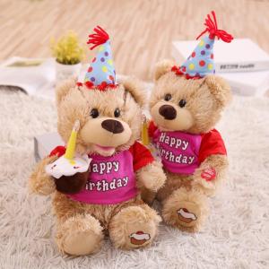 Wholesale high quality t-shirt: Happy Birthday Stuffed Plush Teddy Bear, Sing Songs and Move Mouth, Electronic Tedy Bears with Glowi