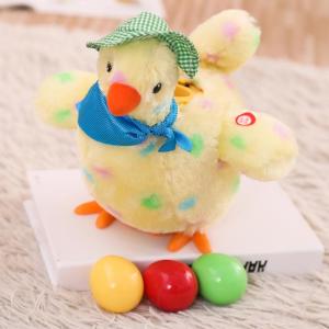 Wholesale box filler: Fluffy Plush Chicken That Can Lay Eggs with Sound Music for All Festivals and Prize Gifts.