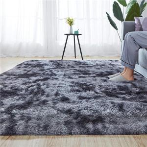 Wholesale carpet tiles: Hot Sale Luxury and Soft Tie Dye Fluffy Carpet Tiles PV Fur Shaggy Area Rug for Living Room