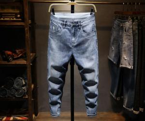 Wholesale cotton denim: Custom Design Loose Fit Jeans Male Female Denim Pants Men Hot Sale Jeans Young Men Cotton Elastic PA