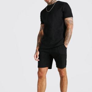 Wholesale reflective trim: 2021 Summer 2 Piece Men's Sportsuit Short Sleeve Sportsuit Men's Fashion Color Combat Set