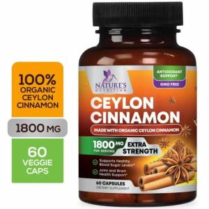 Wholesale cinnamon: True Organic Ceylon Cinnamon Capsules 1800mg Highest Potency Blood Sugar Support