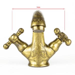 Wholesale a: Brass Faucet Engraved Double Handle for Bathroom Sink with Two Cross Handles