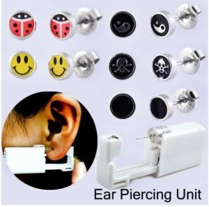 Wholesale acrylic stones: Disposable Safety Earring Gun Piercing Second Generation 1/100 with Moment Tool with Ear Stud Pierce