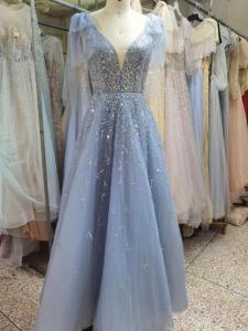 Wholesale tulle: Blue A-Line Evening Dresses Sexy Tulle Formal Party Gowns Wears