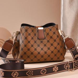 Wholesale ladies leather handbag: Embroidered Small Round Bag 2023 Women Bag Printed Shoulder Strap Messenger Bag Niche Design Ladies