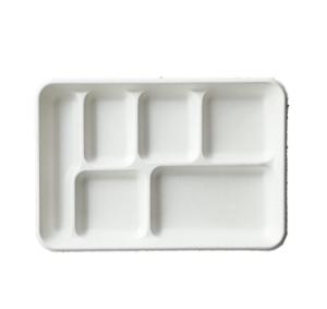 Wholesale disposable tableware: Disposable Tableware Environmental Protection Plate Bagasse Rectangular 5 6 Compartment Tray