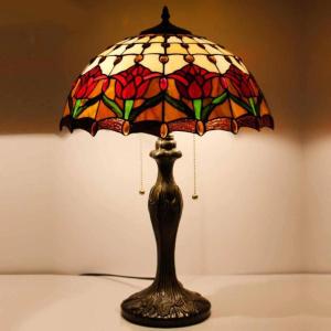 Wholesale decorative flowers: Tiffany Table Lamp Werfactory Tulip Stained Glass Reading Desk Light
