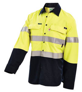 Wholesale Uniforms & Workwear: Cotton Twill 128*60 Reflective Safty Work Shirt 2 Tone Work Wear