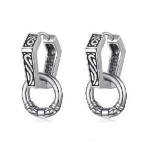 Wholesale knot earrings: 2022 in Vogue Unisex Ladies N Mens Stainless Steel Hip Hop Totem Knot Pentagon Hoop Stud Earring