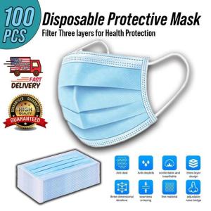 Wholesale medical: 100 PCS Disposable Face Mask Non Medical Surgical 3 Ply Ear Loop Blue Masks
