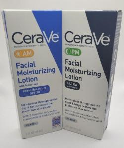 Wholesale lotion: CeraVered 2pack AM PM Facial Moisturizing Lotion Ultra Lightweight 3oz