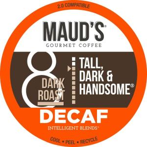 Wholesale arabica: Mauds-Dark-Roast Decaf Coffee (Decaf Tall and Handsome) 100ct. 100% Arabica California Roasted
