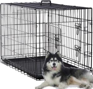 Wholesale pet door: 48 Inch Large Dog Crate Dog Kennel Cage Metal Wire Crates PET Cages Double-Door