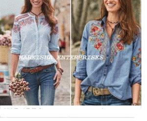 Wholesale blouse: V Nick Loose Fitting Ladies  Blouses